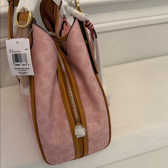NWT Coach CEL13 Erin Shoulder Bag In Signature Canvas With Charms Powder Pink - Picture 8 of 11